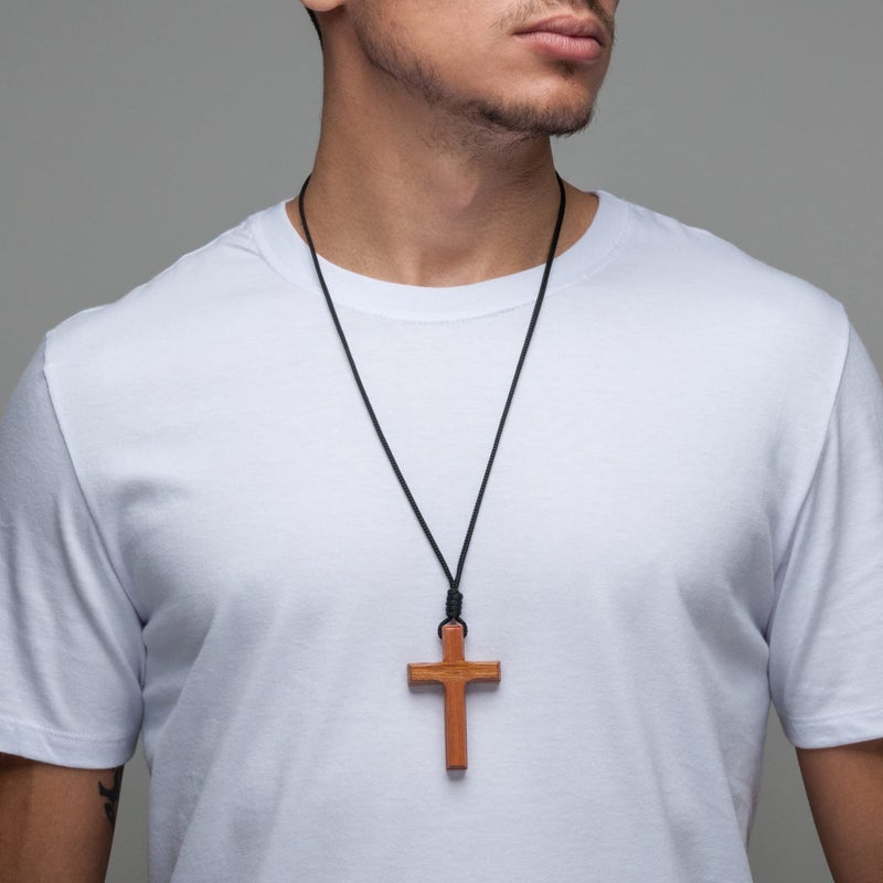 Intercession Wood Cross Crucifix on Cord (2.75 Inches) - Image 3